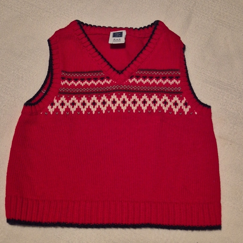 Janie and Jack boys 0-3 months red sweater vest